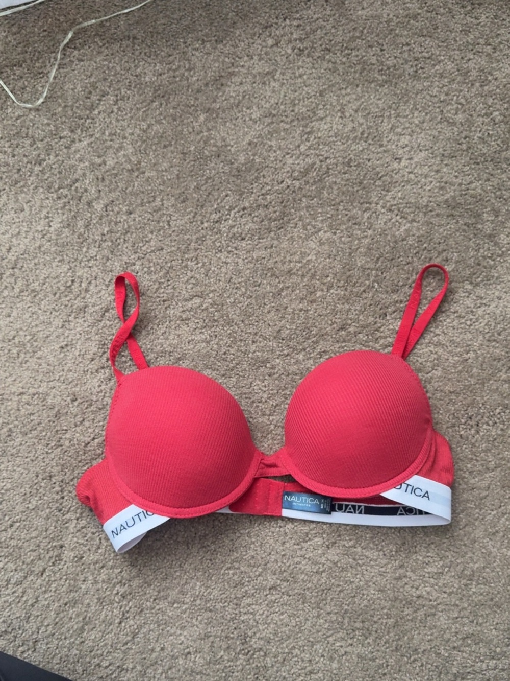 Nautica Bright Red Padded Underwire Bra with Logo Elastic